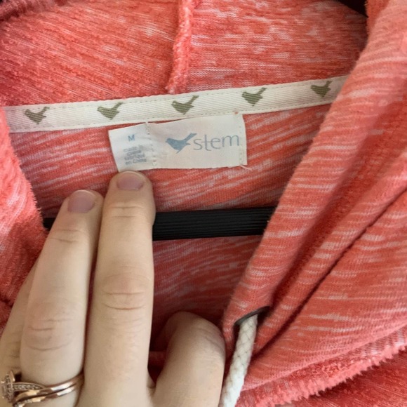 Stem Nordstrom Salmon Textured Double Hoodie Pullover - Picture 5 of 7